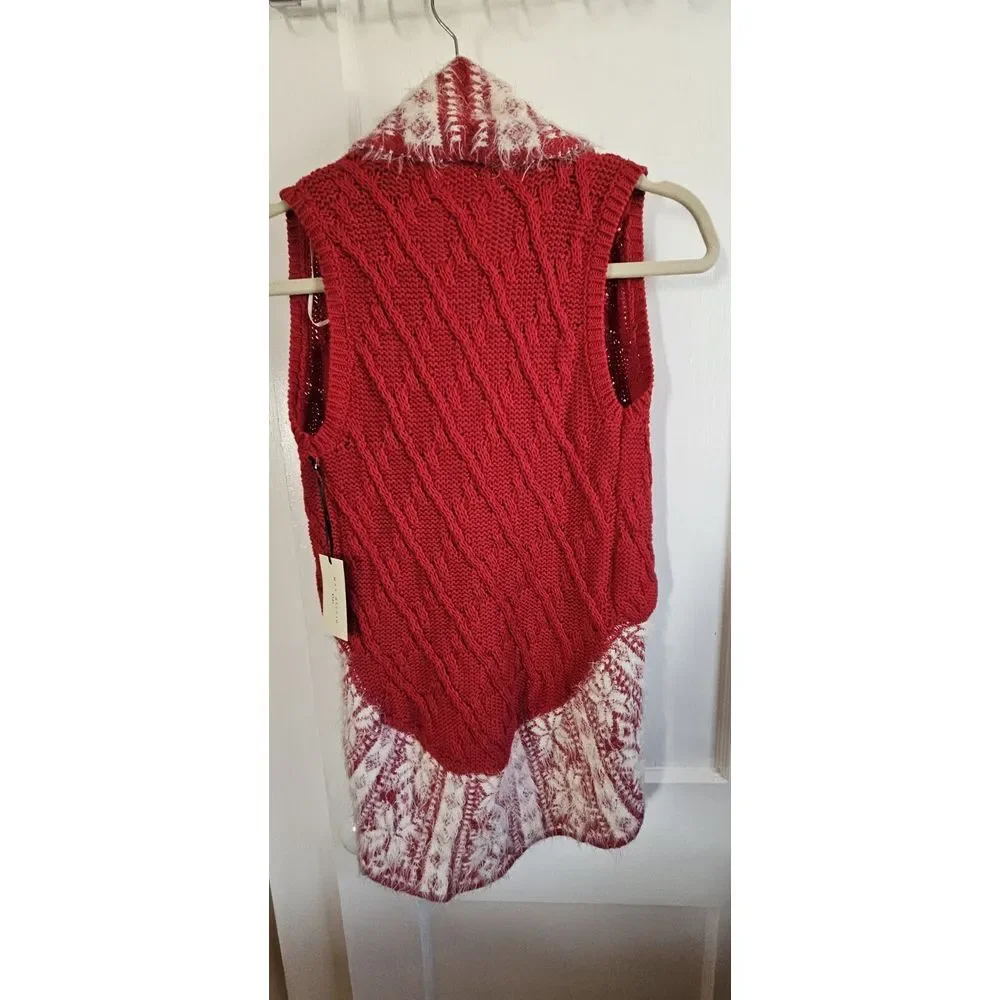 NWT Max studio kids soft fuzz‎ cable knit vest shrug girl Sz M (10-12)